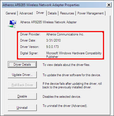 Atheros drivers ar9285 windows 7